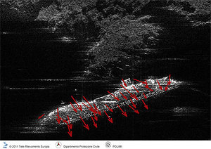 Ilustracja: Costa Concordia monitorowana z orbity   <br />
Ruch w dniach 19-23 stycznia