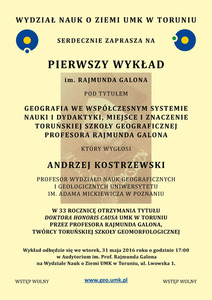 Ilustracja: Zaproszenie na Wykład im. Rajmunda Galona