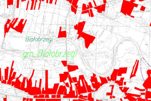 Ilustracja: Powiat łańcucki zleca modernizację EGiB <br />
Fragment mapy przeglądowej do projektu modernizacji EGiB w gminie Białobrzegi (fot. SIWZ)