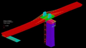 Ilustracja: Bentley przejmuje firmę Adina od nieliniowej symulacji infrastruktury <br />
Tarcie ślizgowe dźwigara mostu z betonu sprężonego można badać za pomocą technologii ADINA