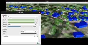 Ilustracja: Nie tylko przekroje w QGIS 3.26 <br />
Rys. 3. Nowy styl wyświetlania modeli 3D w QGIS